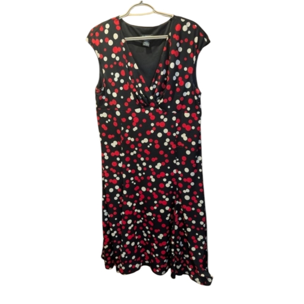 Glamour Black Midi Dress with Red & White Polka Dots
